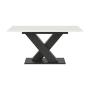 Tavolo allungabile CAPTURE – Piede design a X – Struttura grigio scuro e piano bianco – 150 a 190 cm