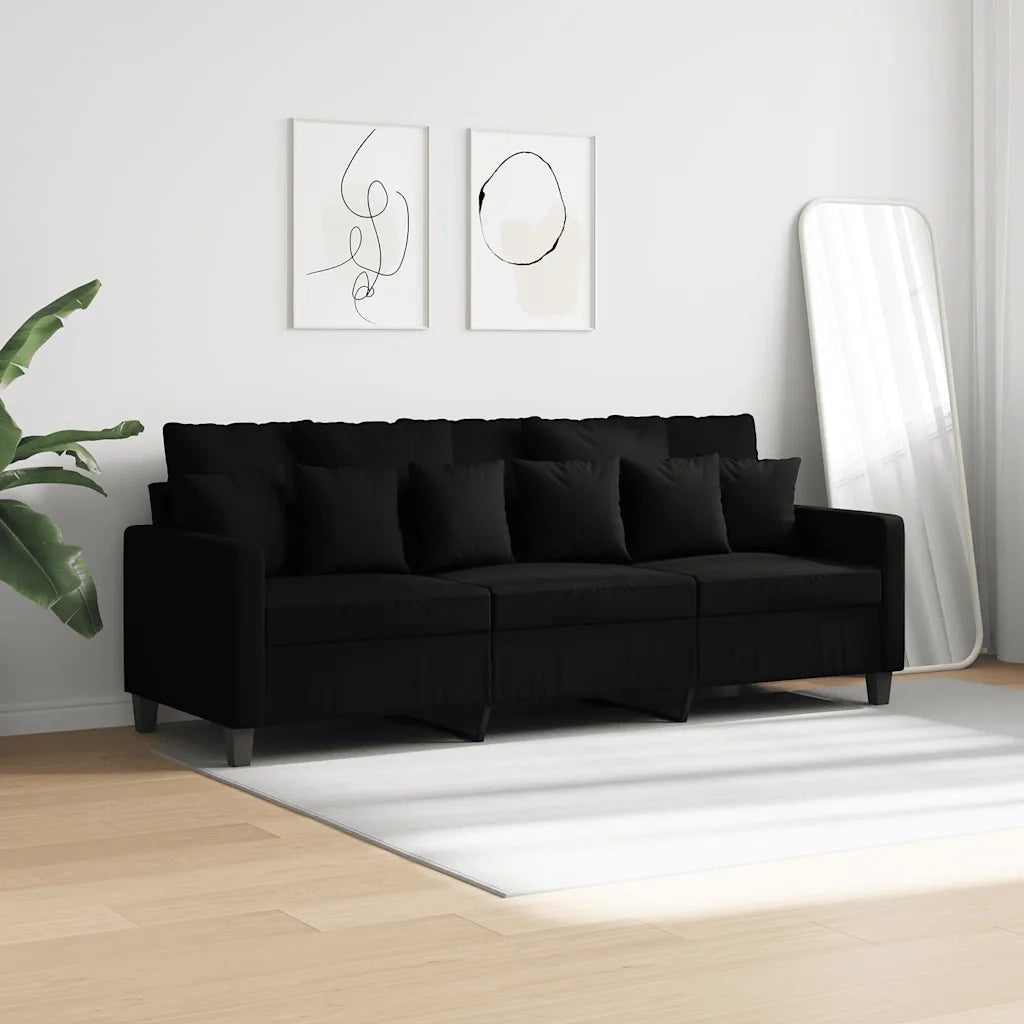Divano | Divano da soggiorno | Sofa a 3 Posti Nero 180 cm in Tessuto