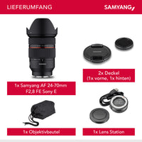 Set Obiettivo zoom fotografico AF 24-70mm e Lens Station, per Sony E mount – Autofocus, full frame e APS-C, intensità luminosa F2.8, per fotocamere Alpha A9 A7 A7C A7C II A7C R A6000