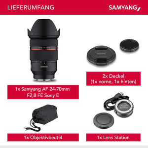 Set Obiettivo zoom fotografico AF 24-70mm e Lens Station, per Sony E mount – Autofocus, full frame e APS-C, intensità luminosa F2.8, per fotocamere Alpha A9 A7 A7C A7C II A7C R A6000