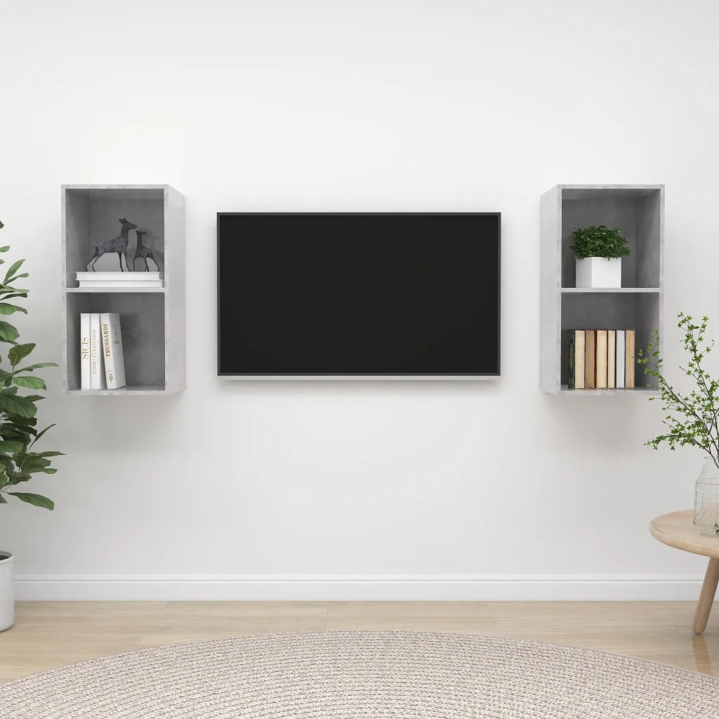 Mobile TV a Parete 2 pz Grigio Cemento in Truciolato cod mxl 16086