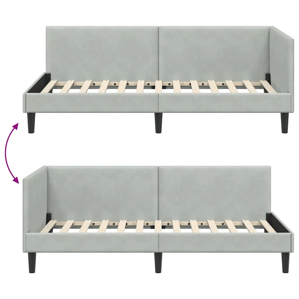 Cornice del letto ad angolo Grigio chiaro 100 cm x 200 cm 42016236