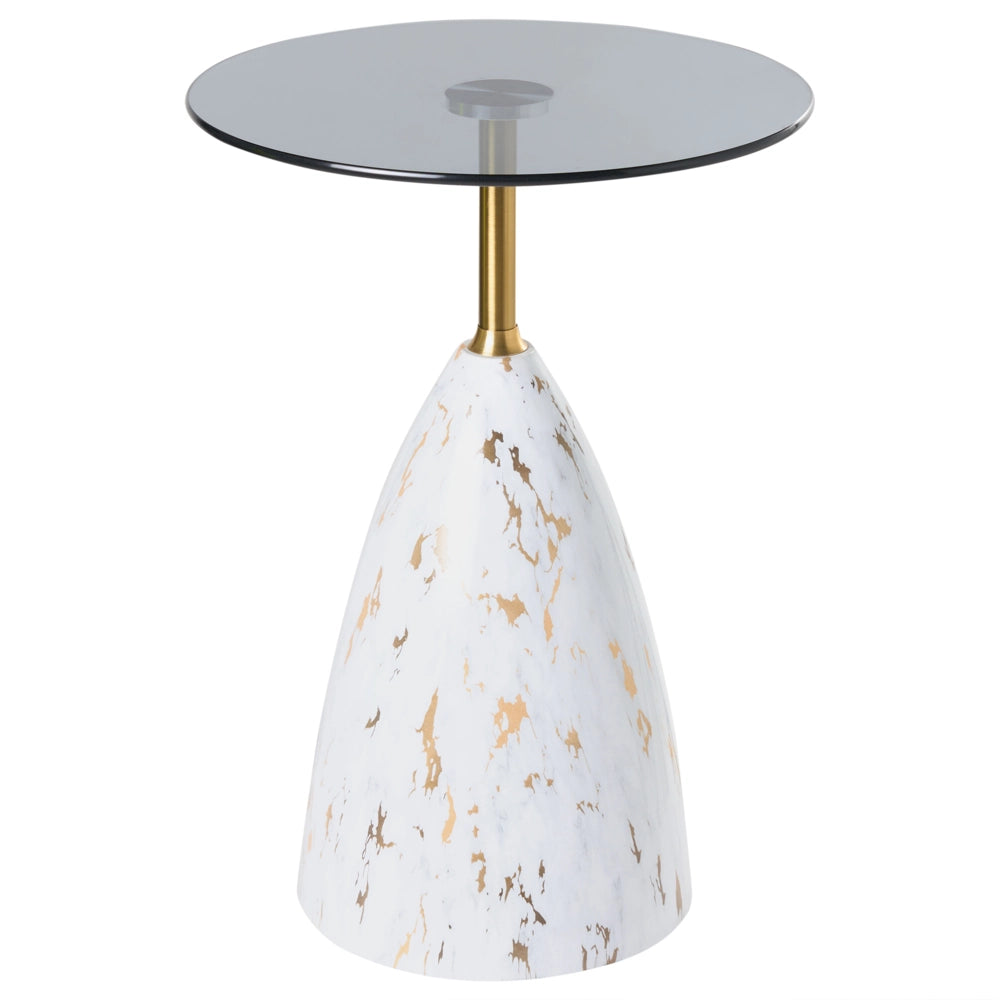 Tavolino in metallo bianco e nero con piano in vetro temperato Effetto marmo Tavolino da salotto Tavolino finale Stile glamour