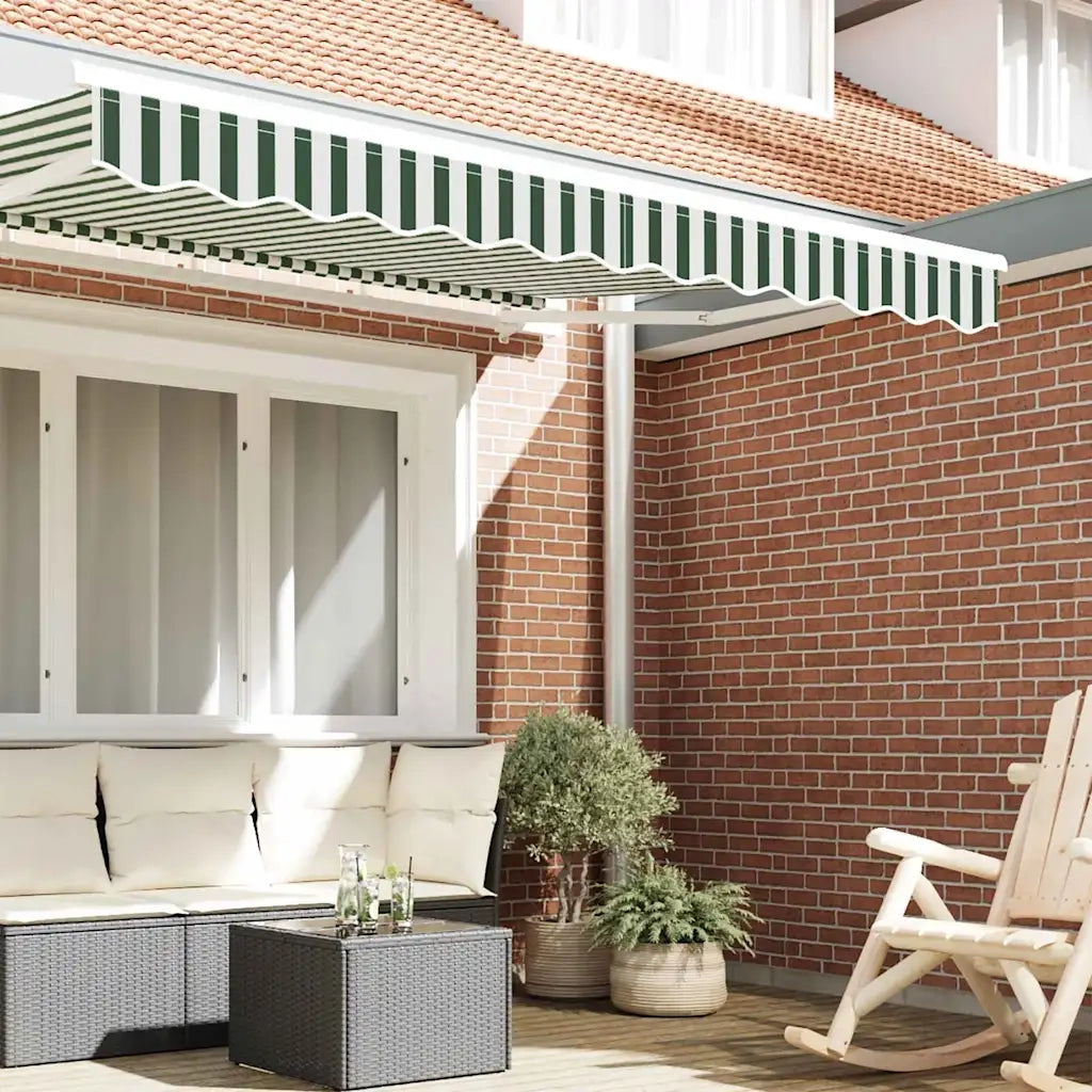 Tenda a Braccio Verde e Bianco 330 x 20 cm Tela 42000808