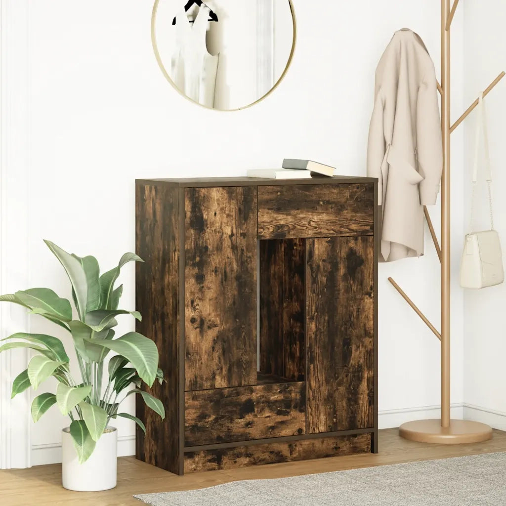 Credenza con Cassetti e Ante Rovere Fumo 73x31x90 cm