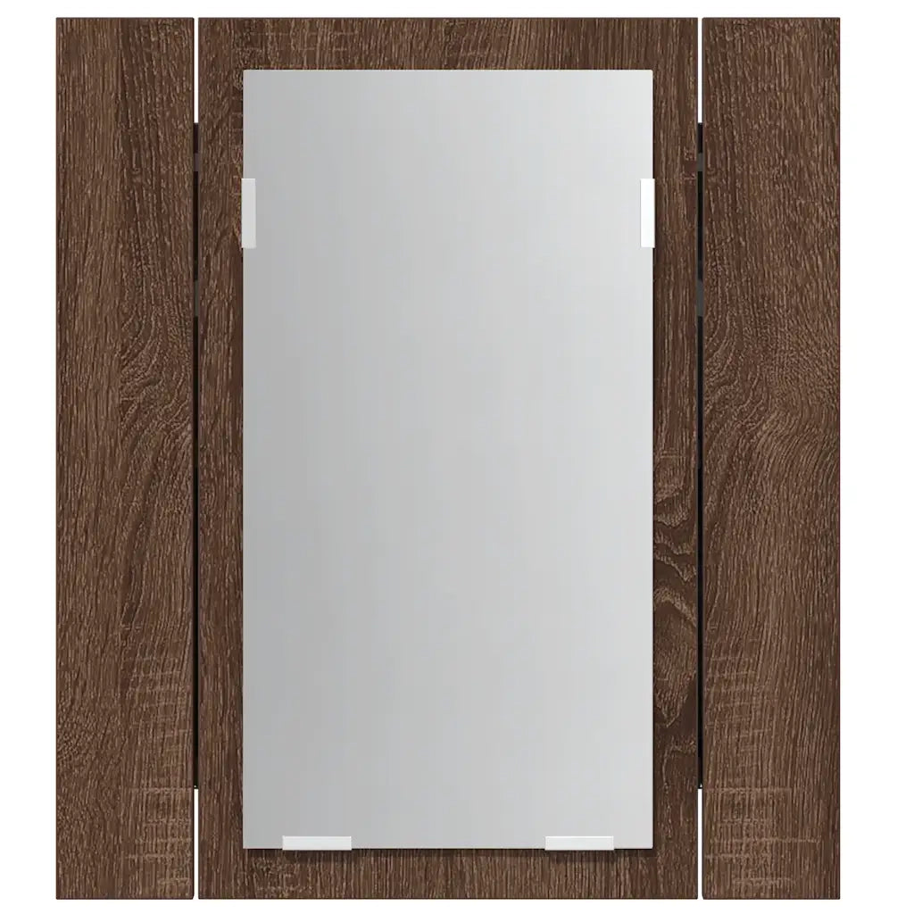 Mobile Bagno Specchio LED Rovere Marrone 40x12x45cm Multistrato 822835