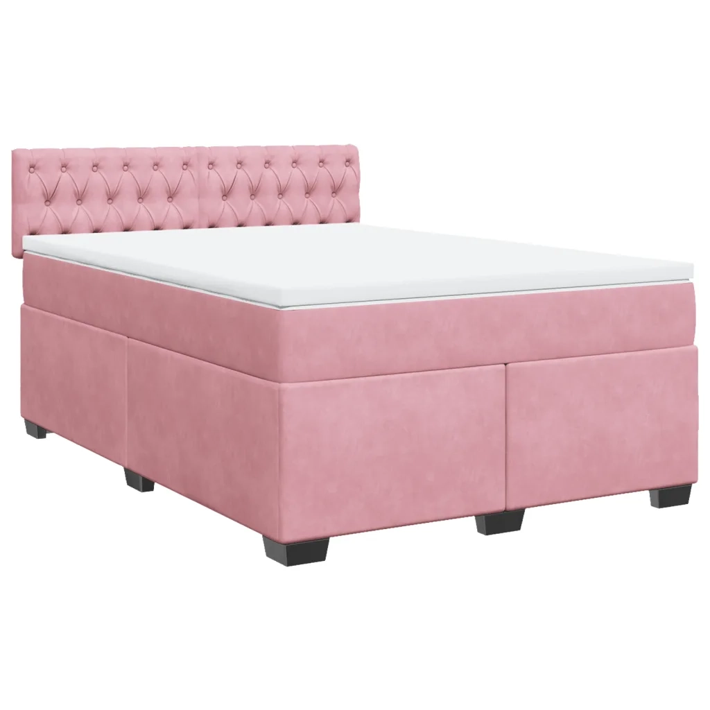 Giroletto a Molle con Materasso Rosa 160x200 cm in Velluto