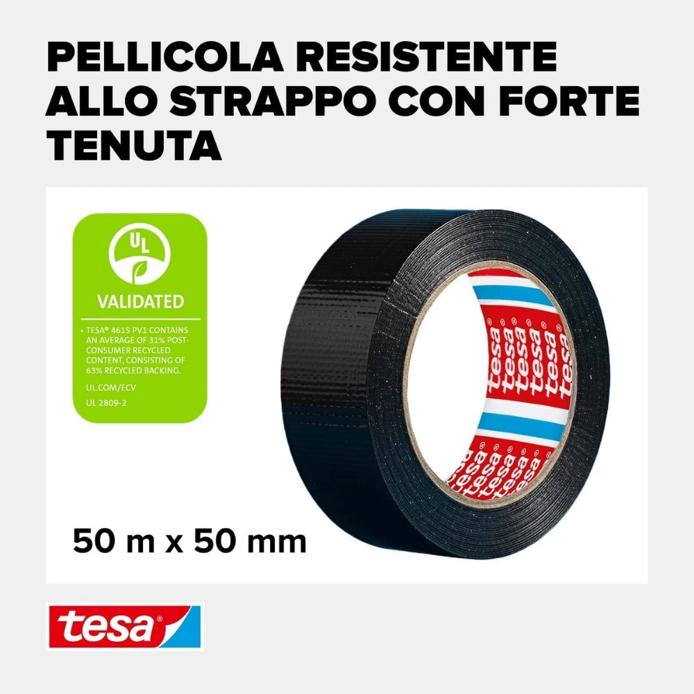 Tesa extra power universal nastro adesivo nero a tenuta extraforte 50 m x 50 mm