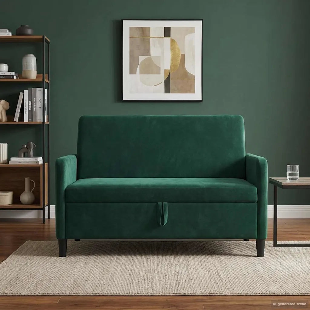 Divano con Storage Verde Scuro 122 x 78 x 87 cm Poliestere 42036907