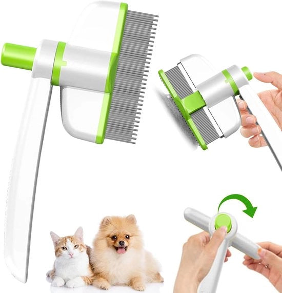 Kam per Rimozione dei Peli dei Animali Domestici - Veloce e Facile da Usare - Ontgrendelazione Rapida - Multifunzionale - Adatto per Gatti e Cani - Massaggio - Rimuove i Peli Morti - Coda di Borotalco - Rotazione di 360 Gradi.