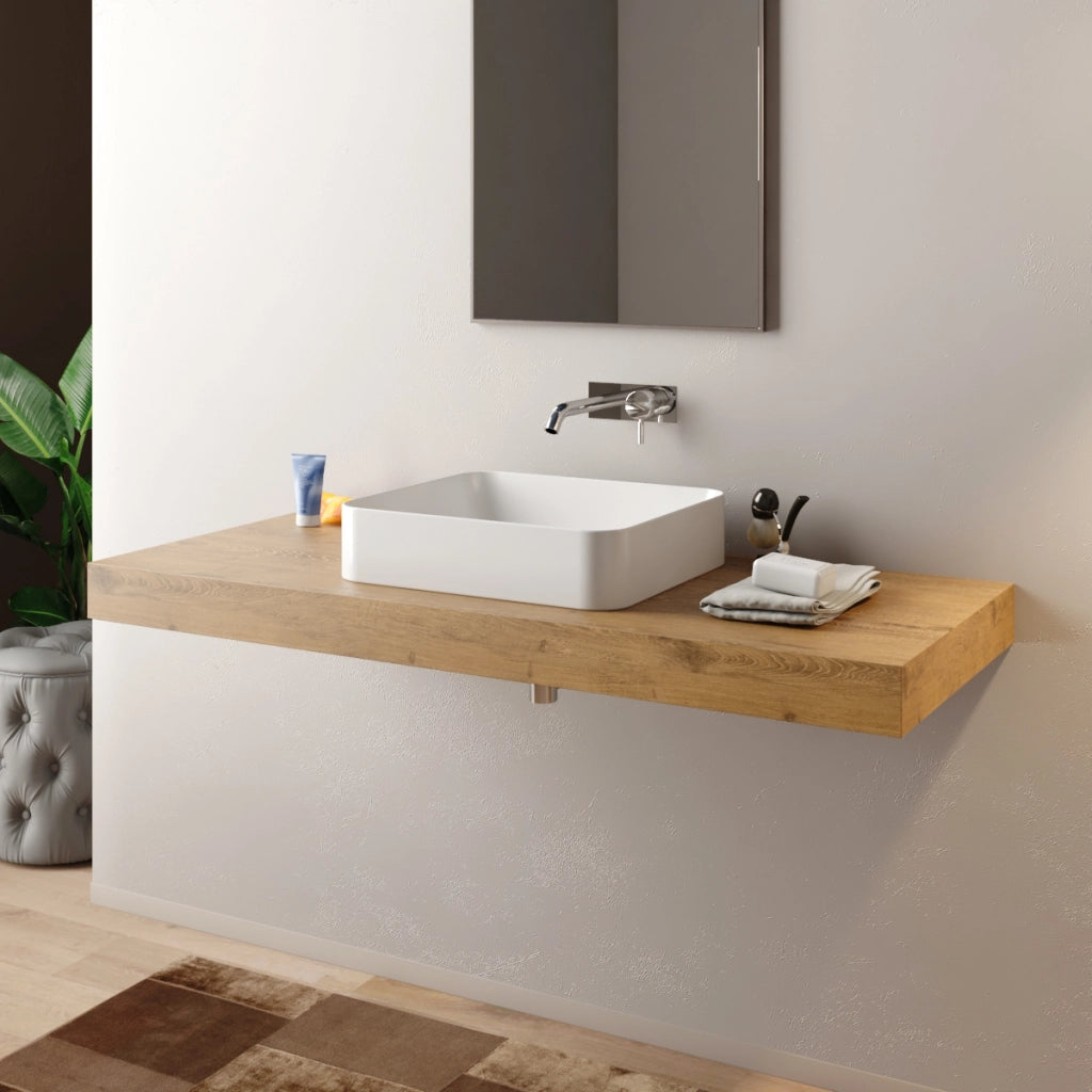 MENSOLONE BAGNO PER LAVABO DA APPOGGIO 120CM - DIM. CM(LXPXH):120X46X8 TABACCO  - MOB