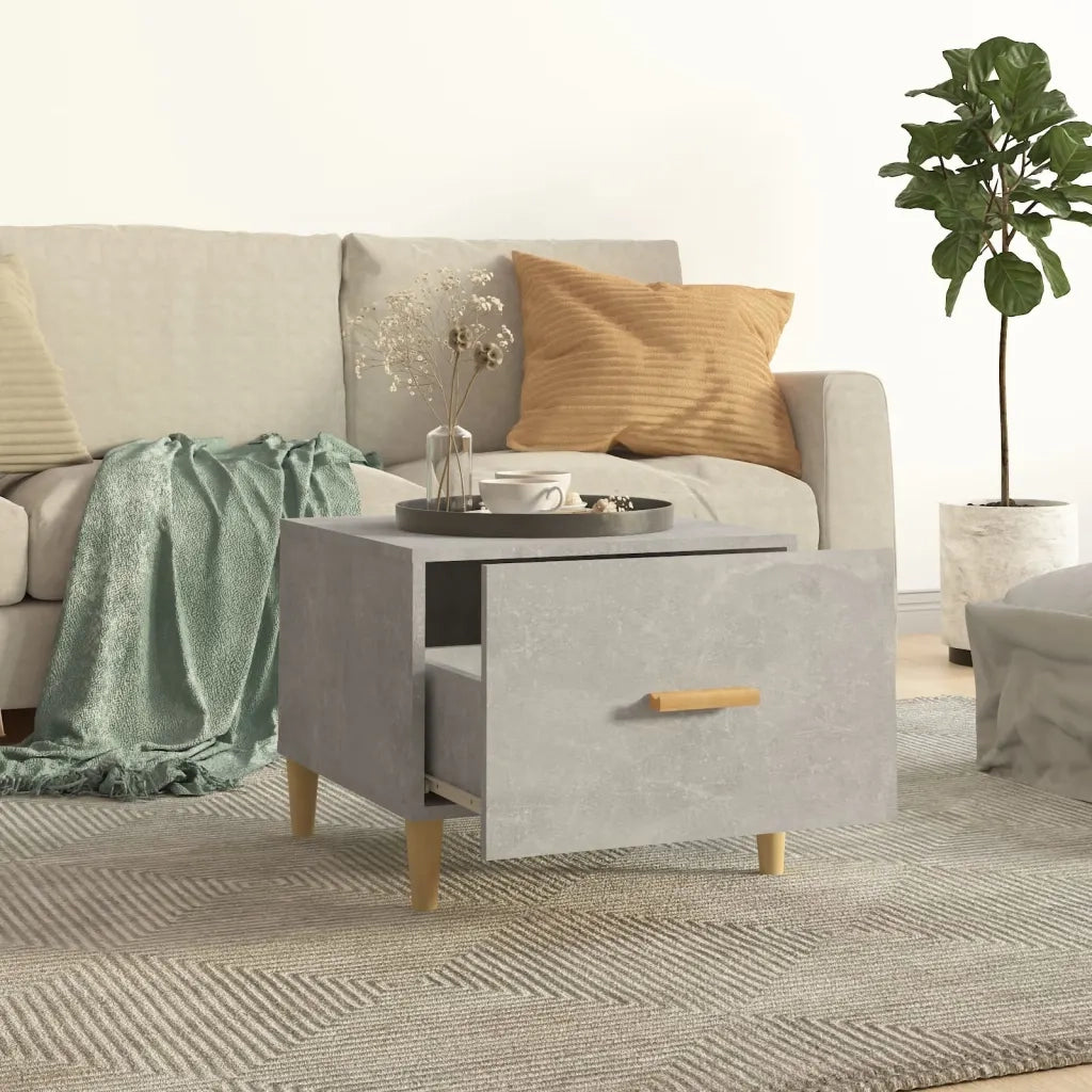 Tavolino Salotto Grigio Cemento 50x50x40 cm Legno Multistrato 812716