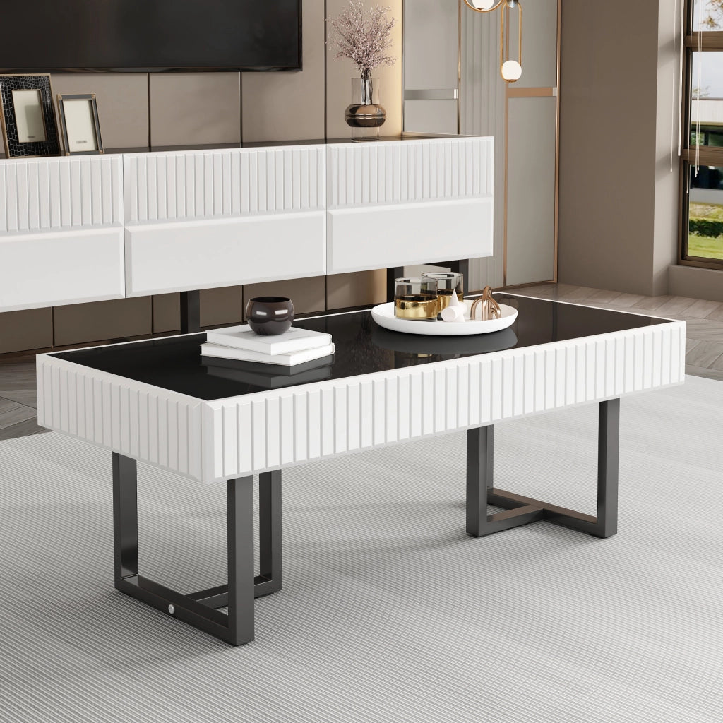 Set Soggiorno Tavolino da Caff¨¨ e Mobile TV ¨C Xylo ¨C Nero e Bianco, Design Moderno