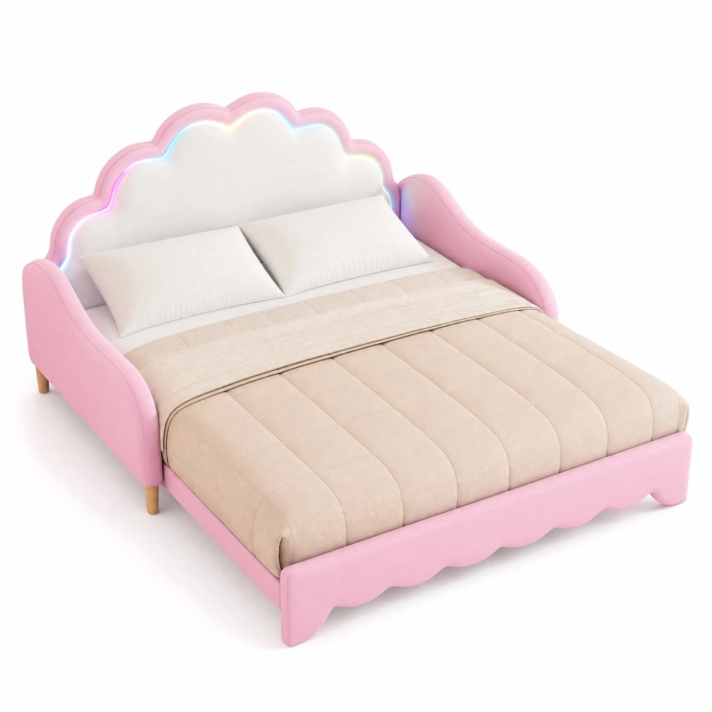 Letto sofa bed 140x200 cm con testiera LED; PU rosa