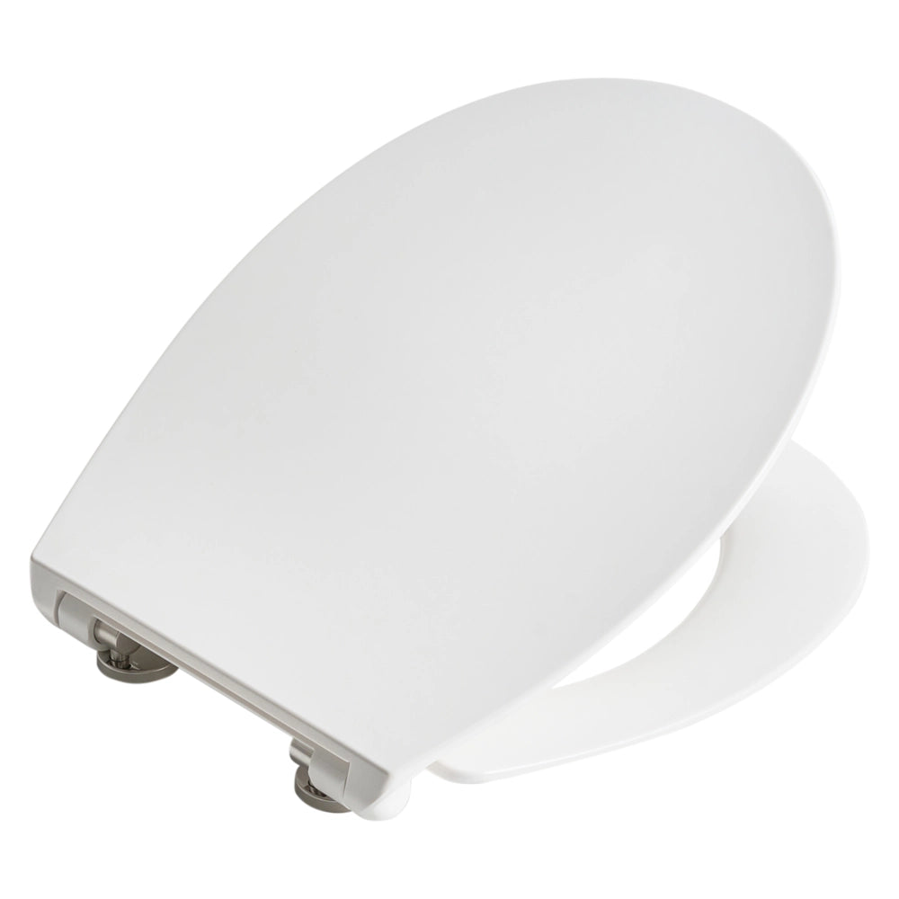 Sedile del wc Duroplast bianco 45 x 38 cm Distanza tra i fori 16 cm Chiusura morbida a sgancio rapido Stile moderno per il bagno