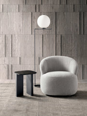 Tavolino Key - Tavolino moderno con top ceramica su vetro marmo nero portoro e struttura in metallo nero - Stones