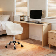 Sedia da ufficio girevole con altezza regolabile e design ergonomico in tessuto crema bianco