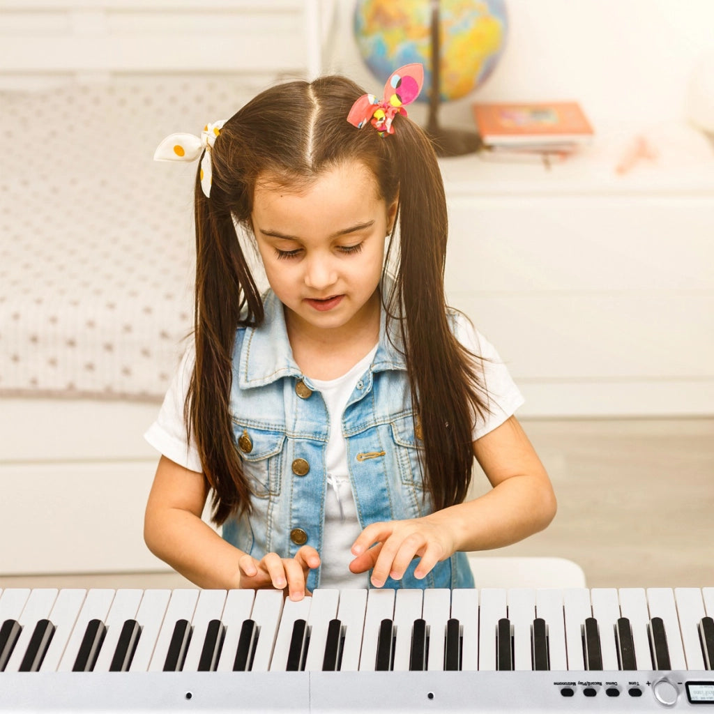 Tastiera elettronica pieghevole a 88 tasti con tastiera illuminata, Tastiera elettronica portatile Bianco-Tastiere elettriche