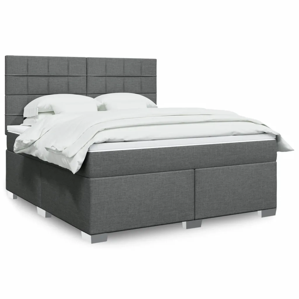 Giroletto a Molle con Materasso Grigio Scuro 180x200 cm Tessuto