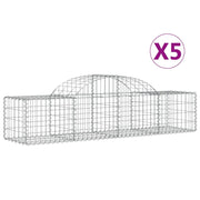 Cestini gabbioni recinzione a gabbia muro di contenimento ad arco 5 pezzi 200 x 50 x 40/60 cm ferro zincato argento 02_0040898