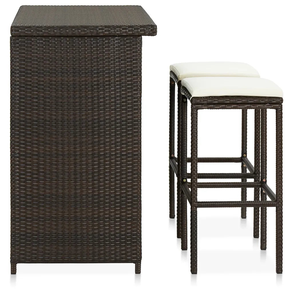Set da Bar 3 pz in Polyrattan Marrone CFW7826665