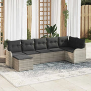 Set Divano da Giardino 7 pcs Grigio chiaro polyrattan 3345792