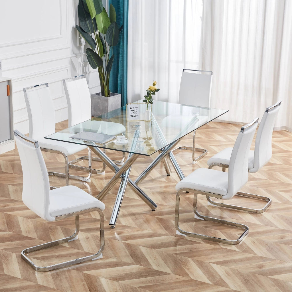 Sedia da Pranzo Ecopelle Bianca con Gambe in Metallo ¨C Xylo ¨C Set 4 Pezzi