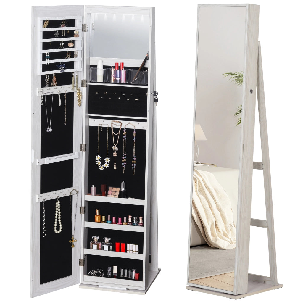 Armadio da trucco con specchio e illuminazione LED ¨C zephmum ¨C bianco 38x38x157 cm