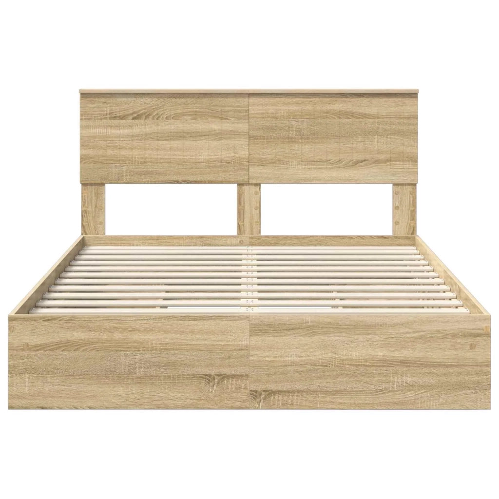 Letto con Contenitore con testiera Rovere Sonoma 135 x 190 cm