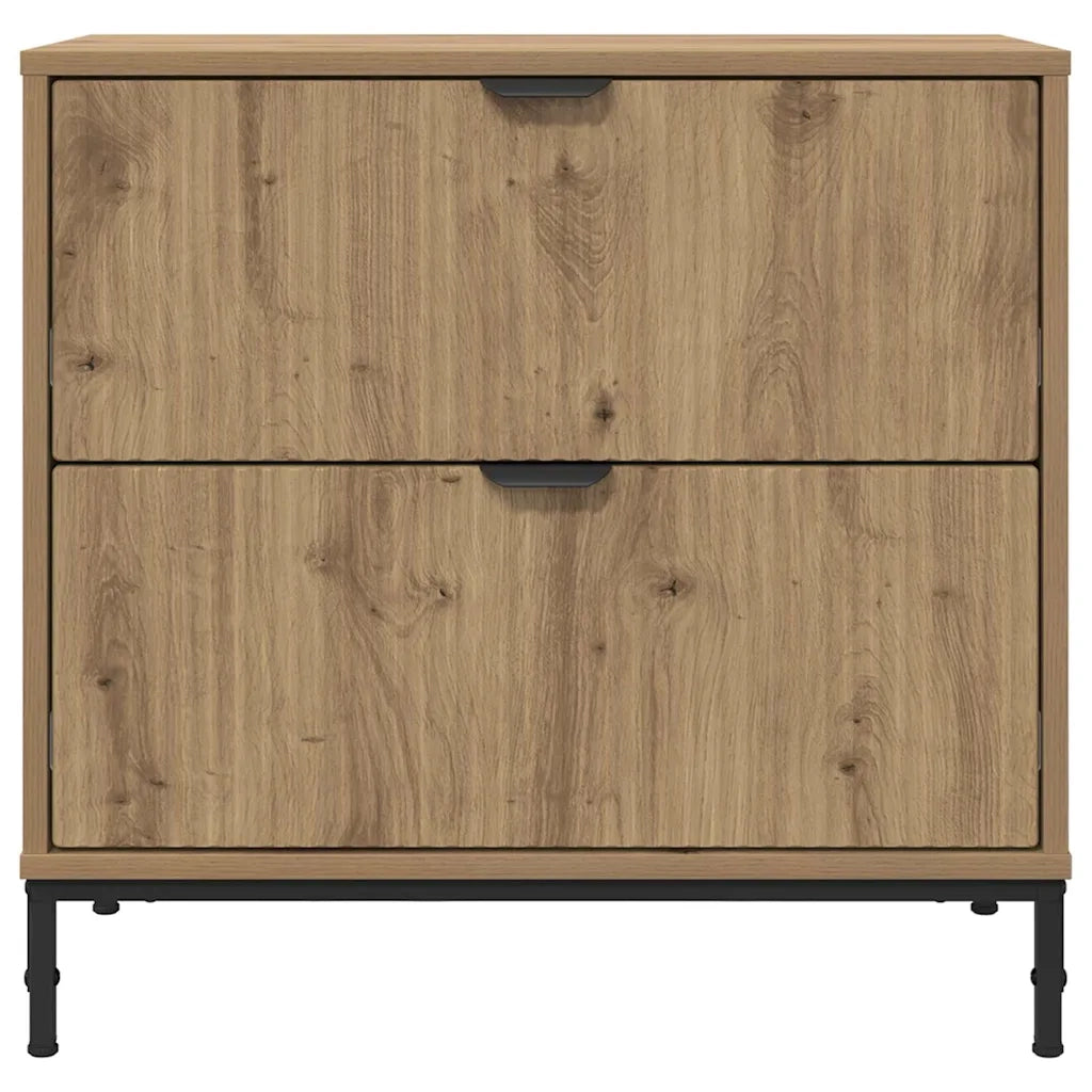 Comodino-Tavolino da notte rovere artigianale 63.5 x 36 x 61 cm Legno multistrato
