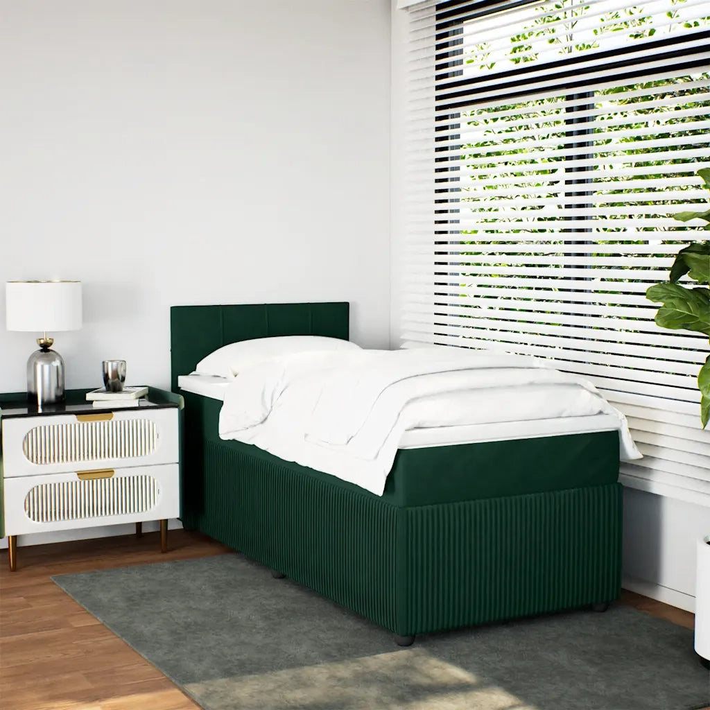 Giroletto a Molle con Materasso Verde Scuro 100x200 cm Velluto