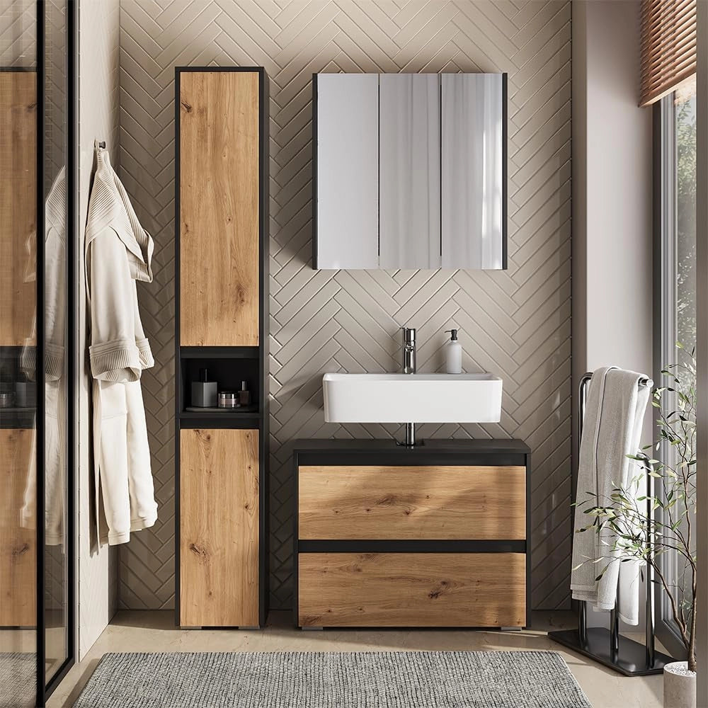 Set di mobili da bagno Majest, Antracite/Artisan, 3 parti