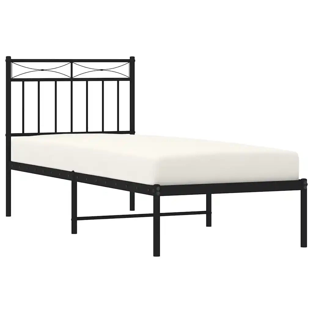 Giroletto con Testiera-Struttura Letto con testiera in Metallo Nero 75x190 cm 399067