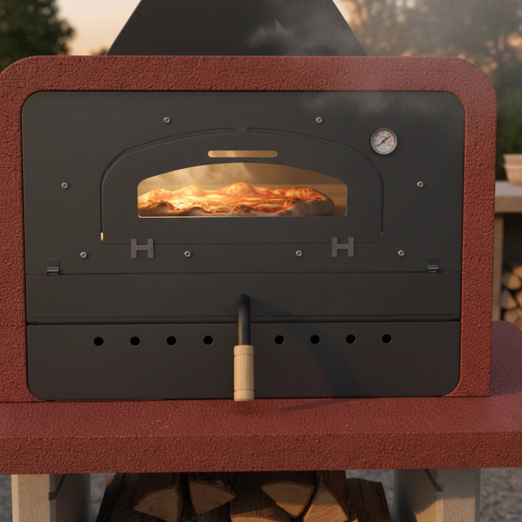 Forno barbecue capri premium 114 x 64 x 158 cm in acciaio e cemento