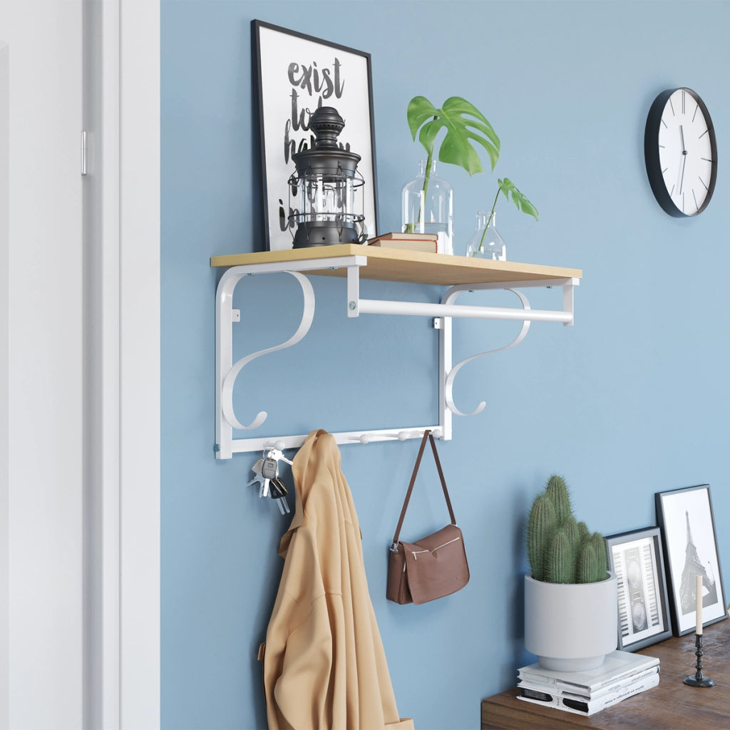 Appendiabiti da parete Oslo con mensola rovere sonoma