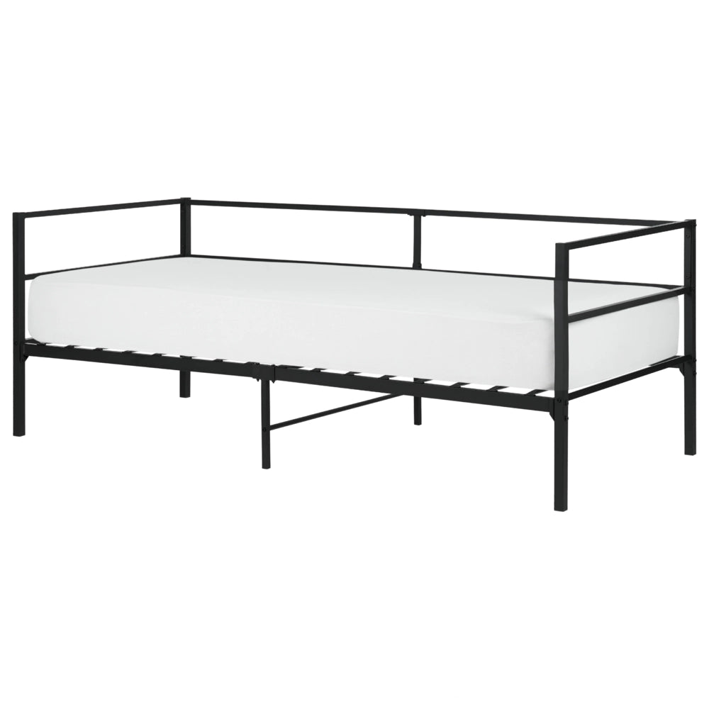Letto in metallo nero UE singolo 90 x 200 cm 3ft stile industriale moderno con doghe integrate
