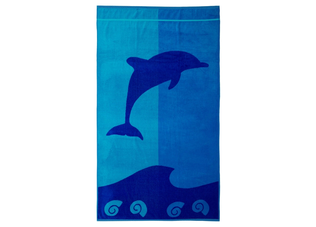 Telo Mare Jacquard Spugna Asciugamano Spiaggia Disegno Flipper - Telo Mare - Blu