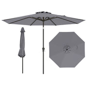 Ombrellone da esterno con manovella 8 stecche robuste, Ombrellone da giardino 300 cm Grigio
