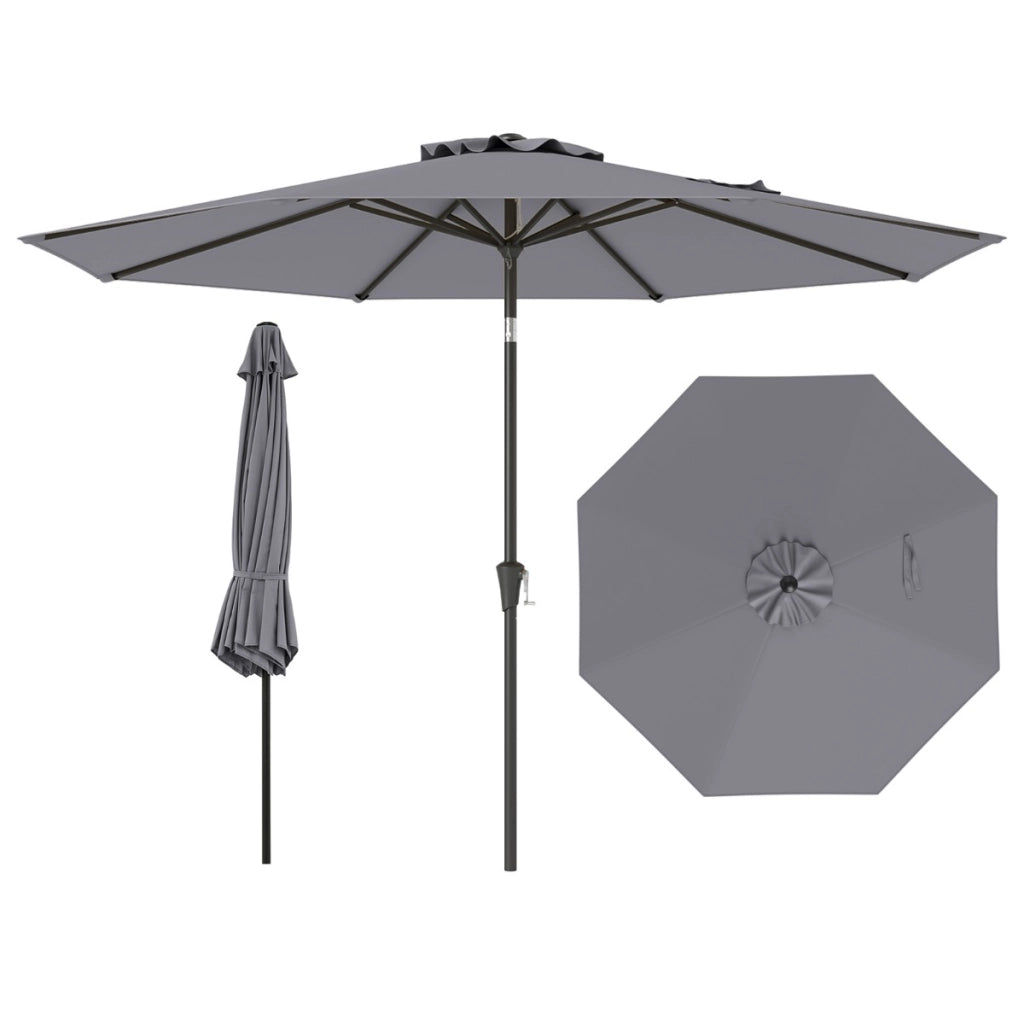 Ombrellone da esterno con manovella 8 stecche robuste, Ombrellone da giardino 300 cm Grigio