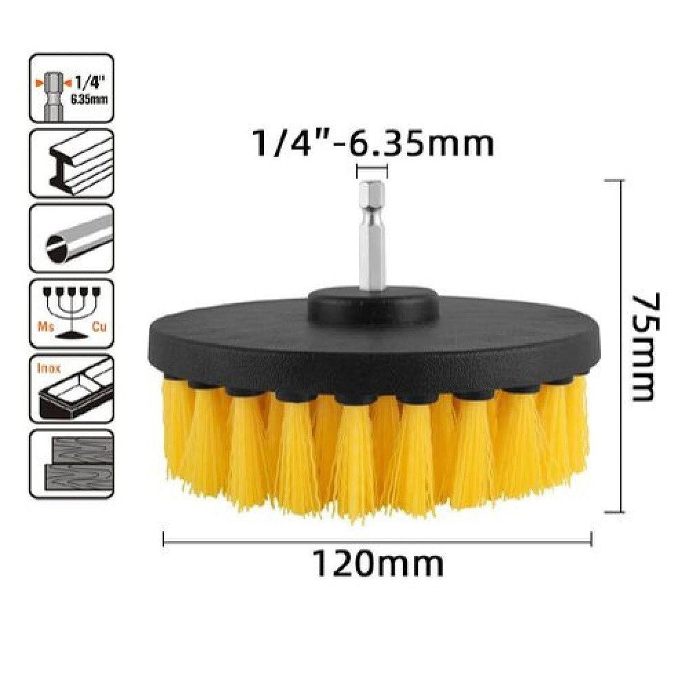 Trade Shop - Spazzola In Nylon 120mm Attacco 1/4" Rotante Trapano Elettrico Per Pulizia 57240 -