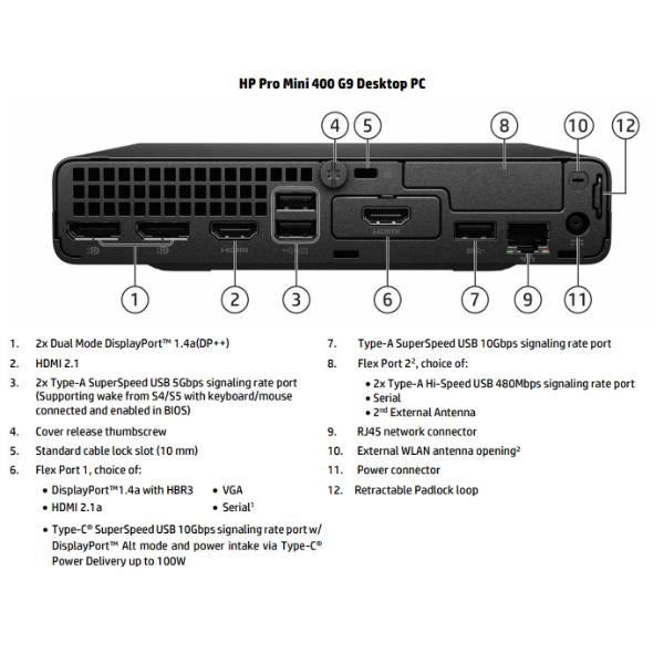 Hp pro mini 400 g9 wolf security edition intel® core™ i5 i5-14500t 8 gb ddr5-sdram 256 gb ssd windows 11 pro mini pc nero - B70WDAT#ABZ