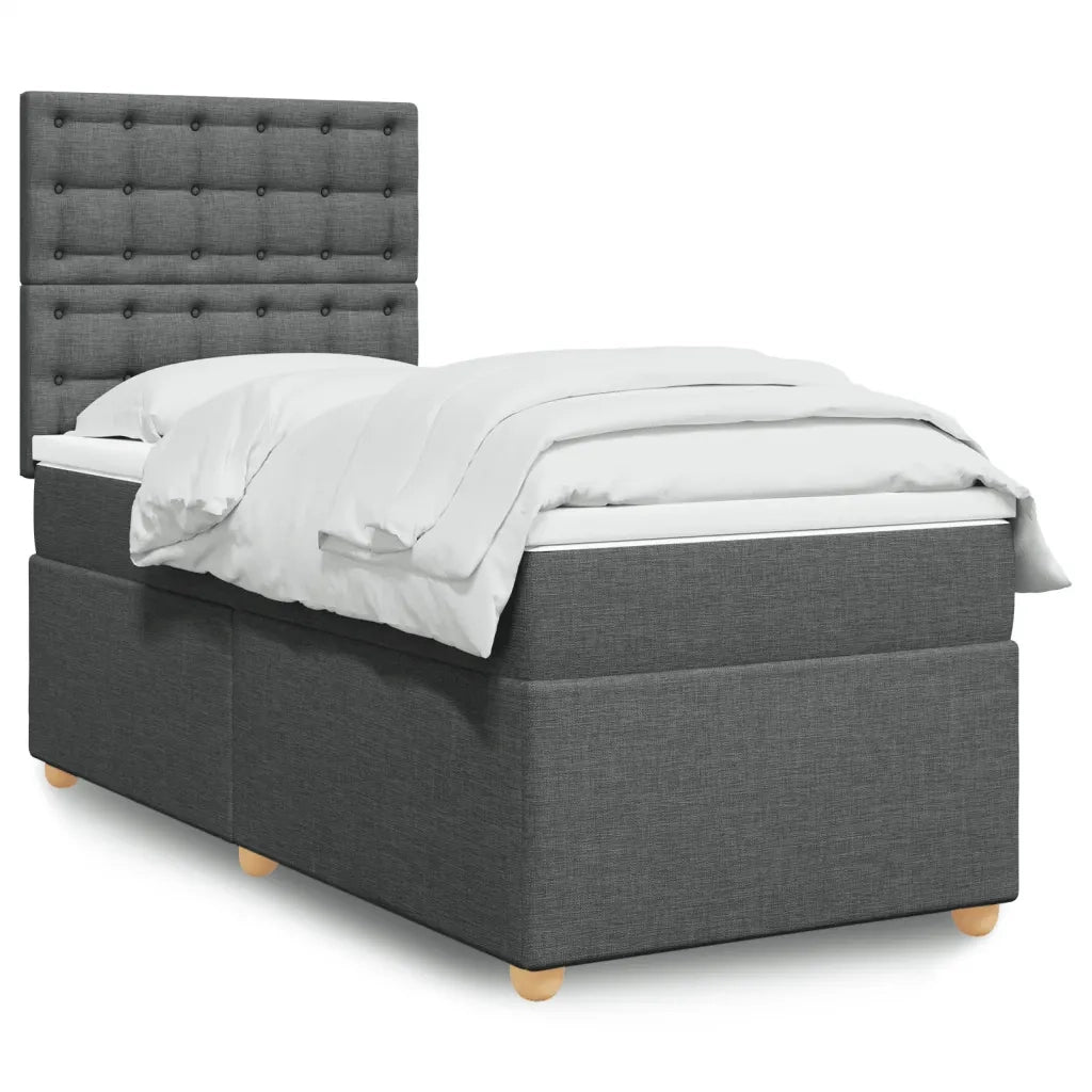 vidaXL Giroletto a Molle con Materasso Grigio Scuro 90x190 cm Tessuto