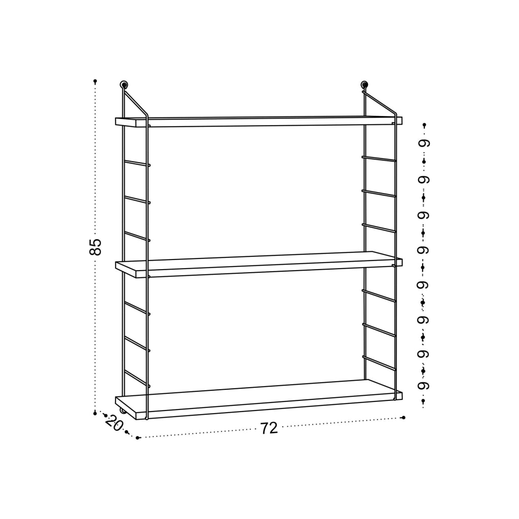 Mensola da parete in legno "Armoni" - 72 x 20 x 85 cm - Bianco