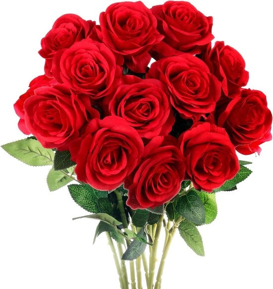Decorazione Decorazione di Festa Fiori di Vetro Rosso 12 pezzi Fiori di Vetro Acciaio Matrimonio San Valentino Decorazione di Casa Festiva