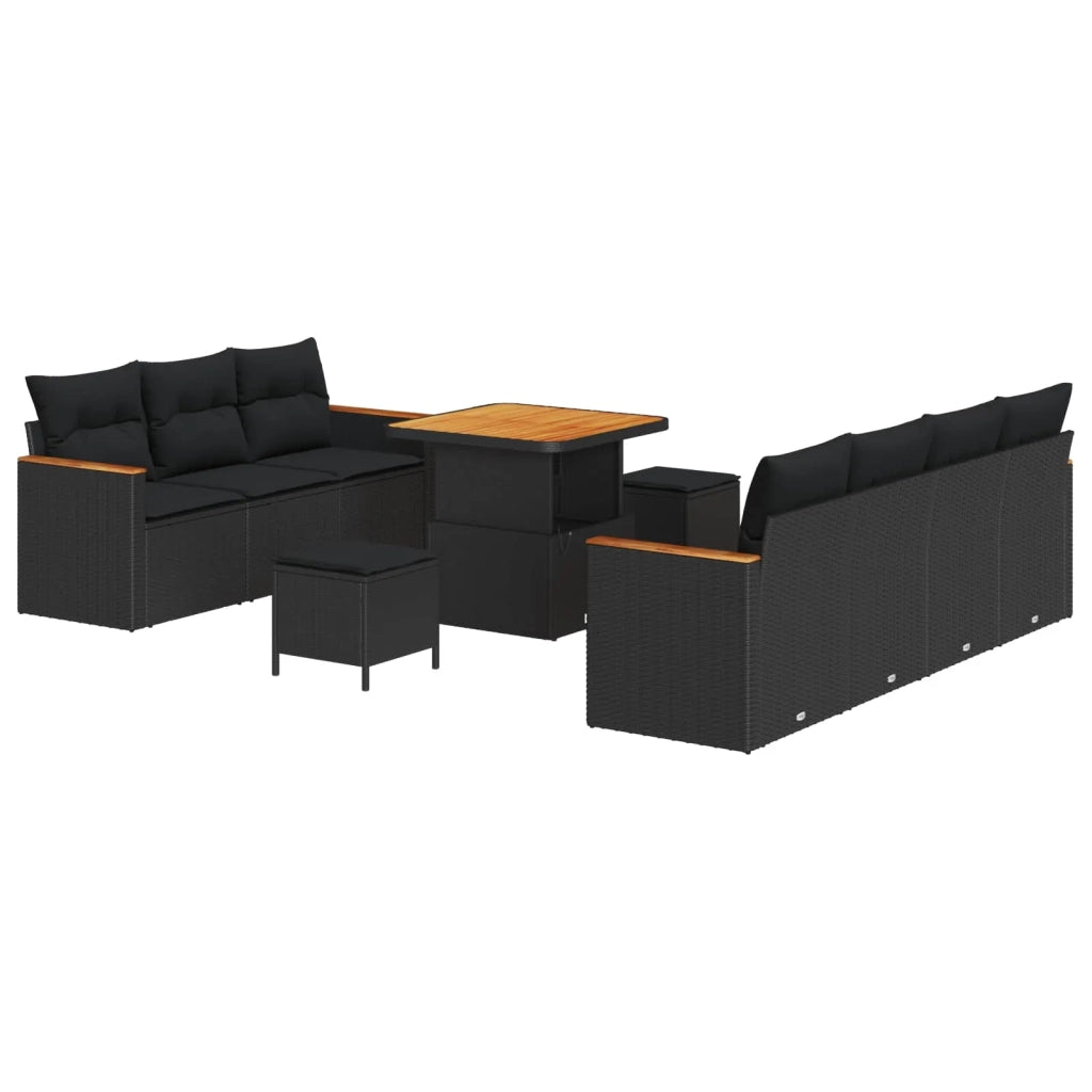 Set Divano da Giardino con cuscino 14 pcs Nero polyrattan 3364954