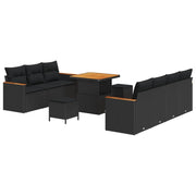 Set Divano da Giardino con cuscino 14 pcs Nero polyrattan 3364954