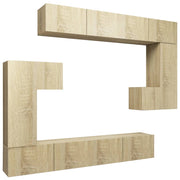Set di mobili mobile credenza TV televisione soggiorno camera da letto soggiorno 8 pezzi rovere Sonoma multistrato marrone 02_0025314