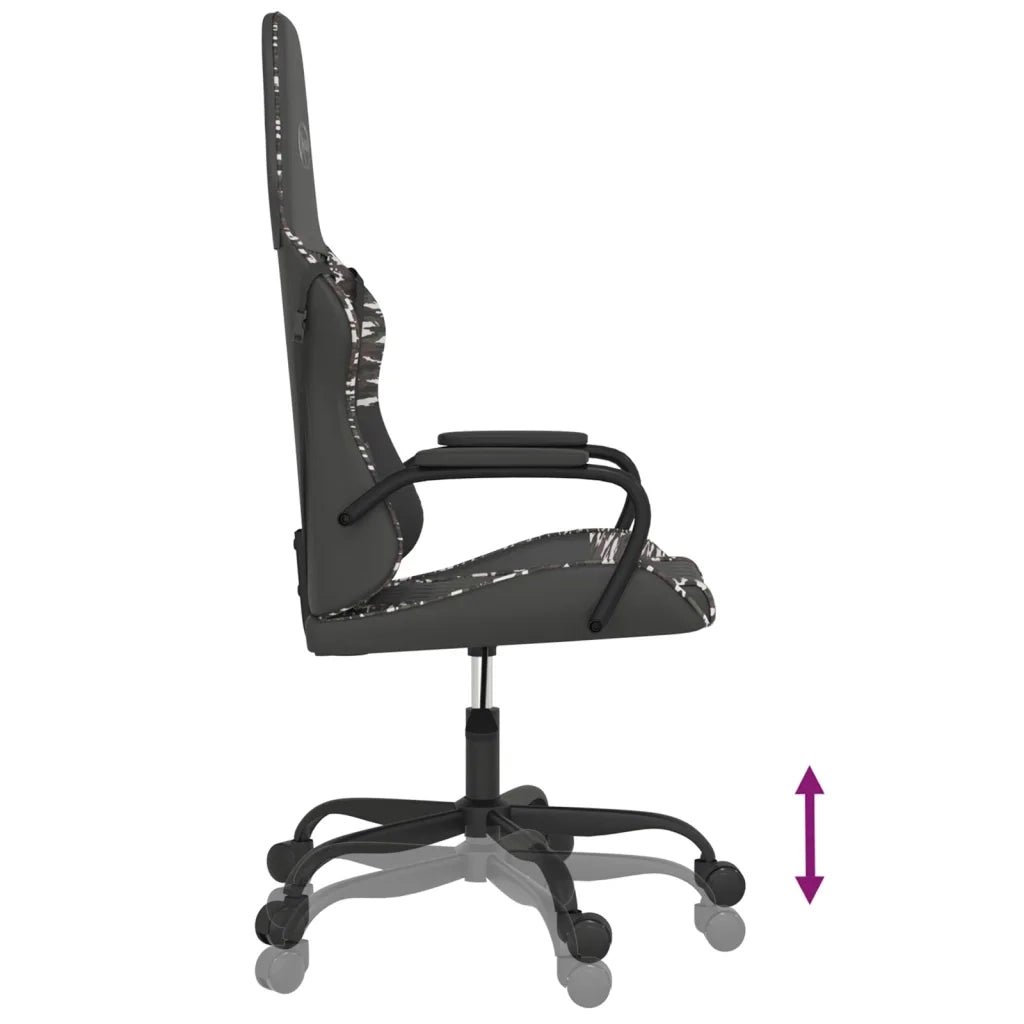 Sedia da Gaming | Sedia da e-sports Massaggiante Nero e Mimetico in Similpelle