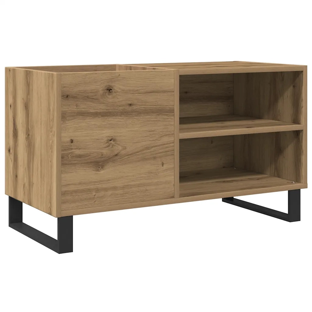 Mobiletto portadischi classico e funzionale per soggiorno 84,5 x 38 x 48 cm finitura in rovere ingegnerizzato realizzato artigianalmente 02_0051125