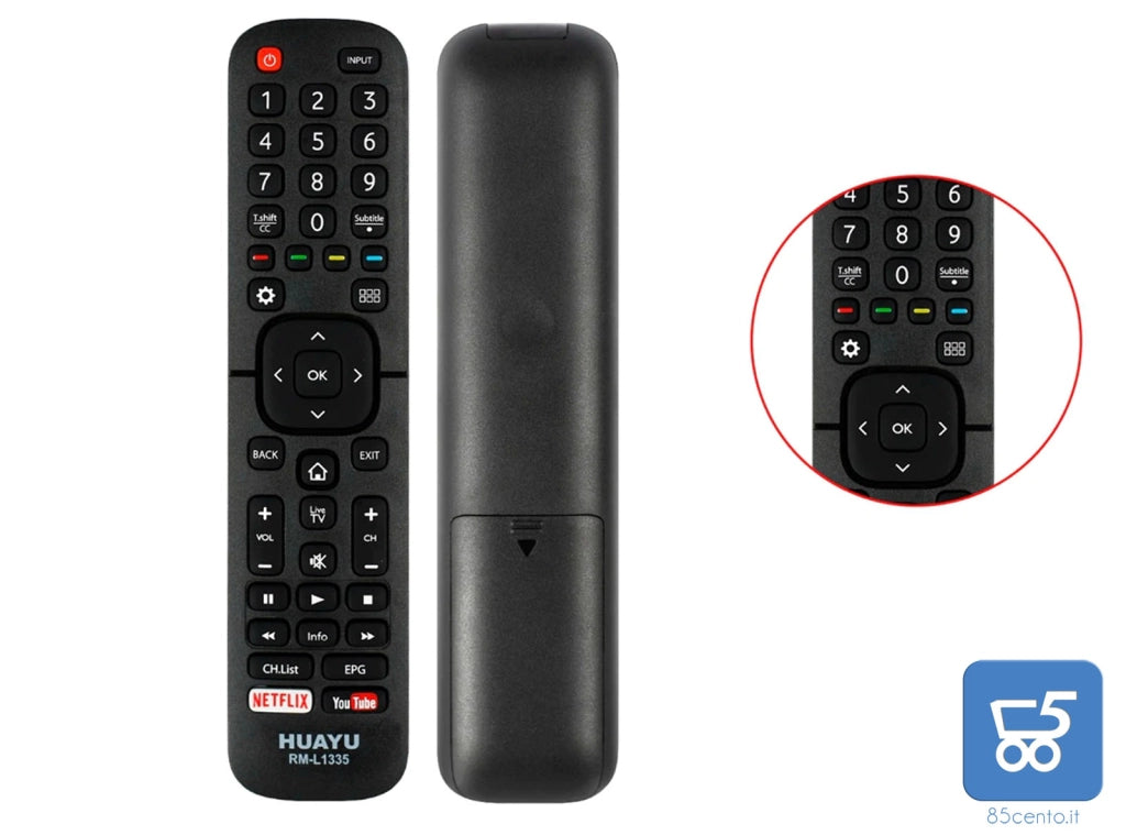 Telecomando Universale HUAYU di Controllo per Hisense RM-L1335 TV con Netflix e Youtube